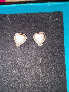 Heart Shaped Pink Conch Sterling Silver Stud Earrings